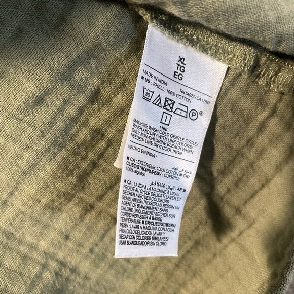 Old Navy Blouse Womens XL Olive Green Textured Cap Short Sleeve Split Neck Shirt - Picture 4 of 6